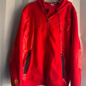 Vintage Puma Ferrari Red Hooded Jacket with Black Accents